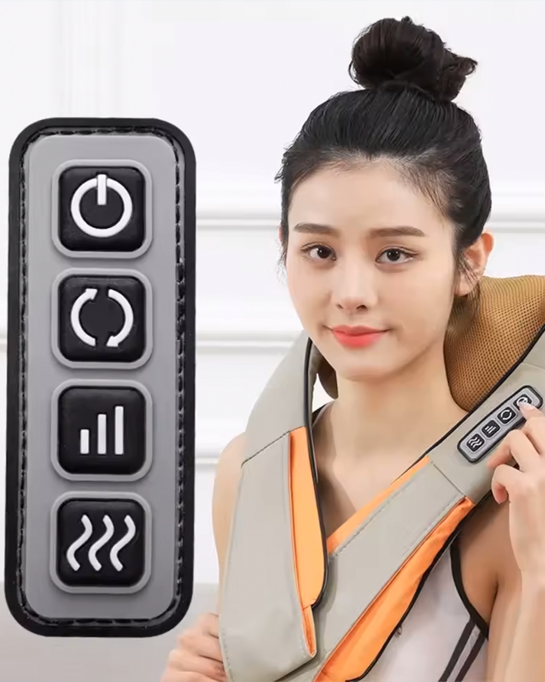Heated neck-shoulder-back massager