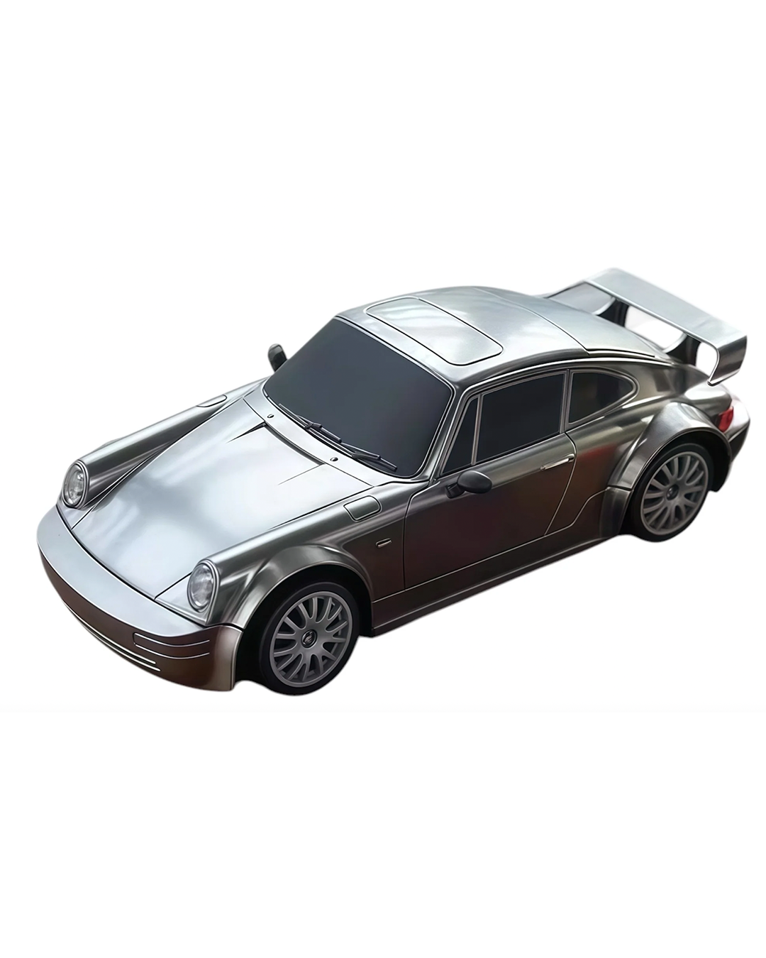Voiture télécommandée rétro chromée avec pneus drift et accessoires de circuit