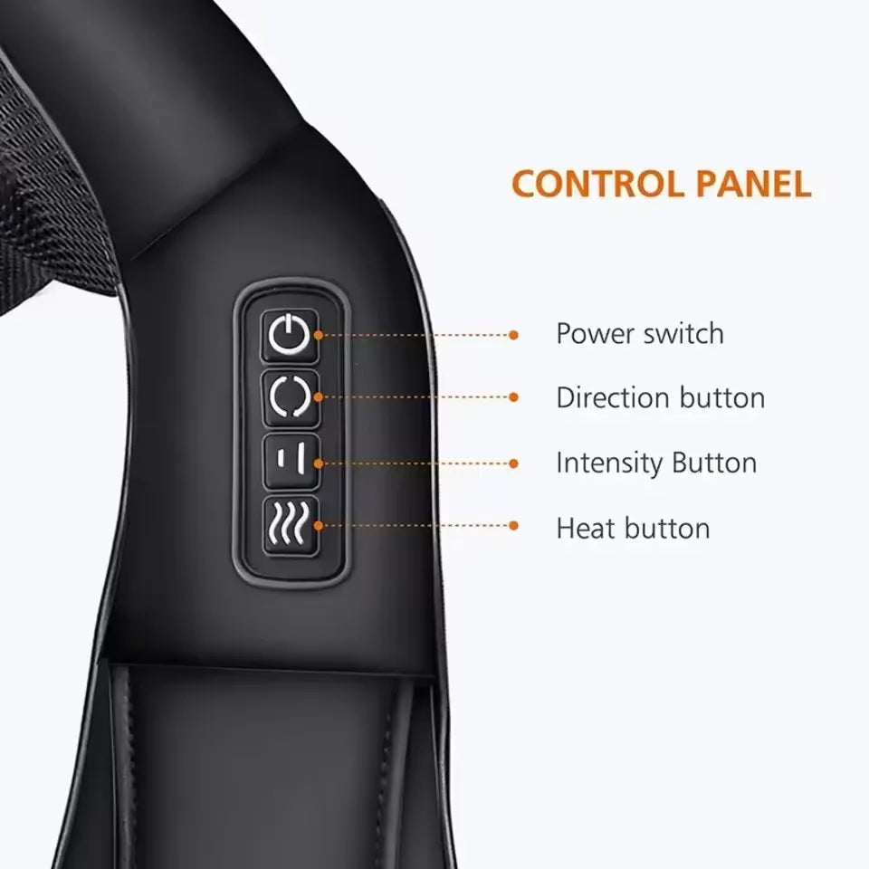 Heated neck-shoulder-back massager