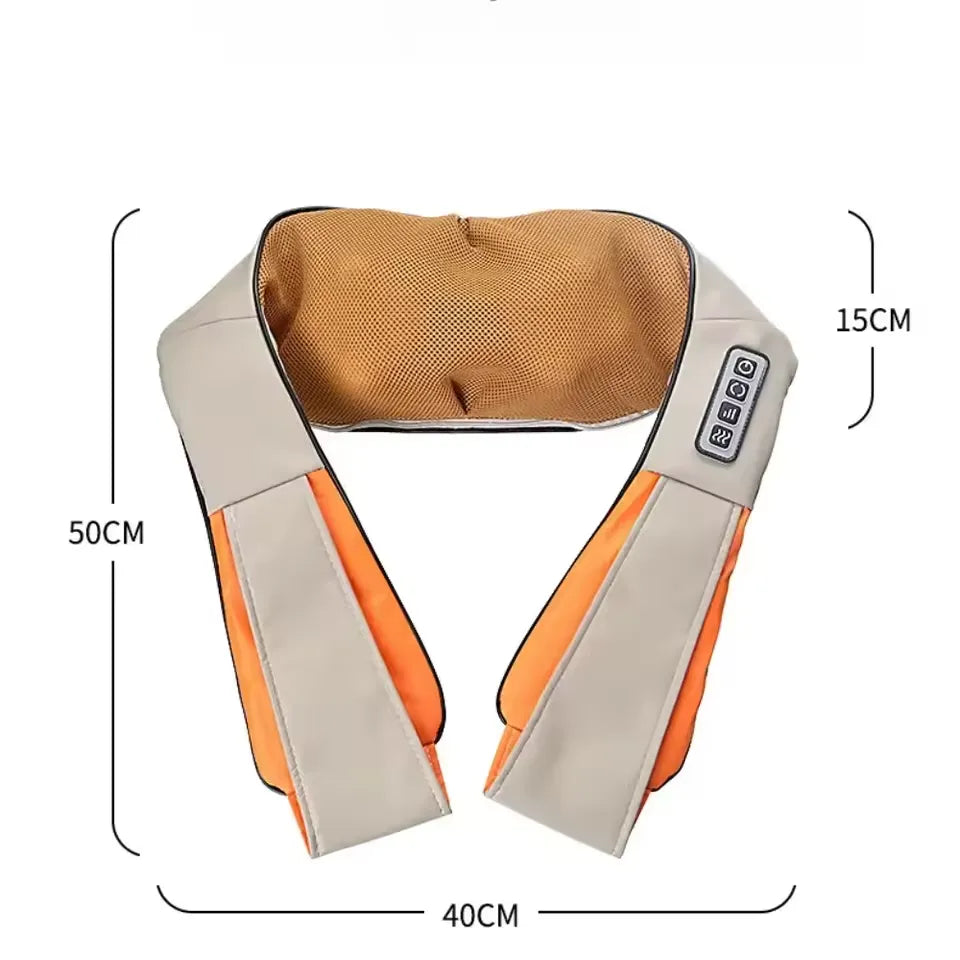 Heated neck-shoulder-back massager