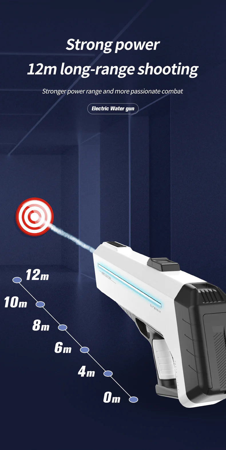 RapidJet Pro – Pistolet à Eau Électrique Futuriste avec Recharge Auto & Effets LED