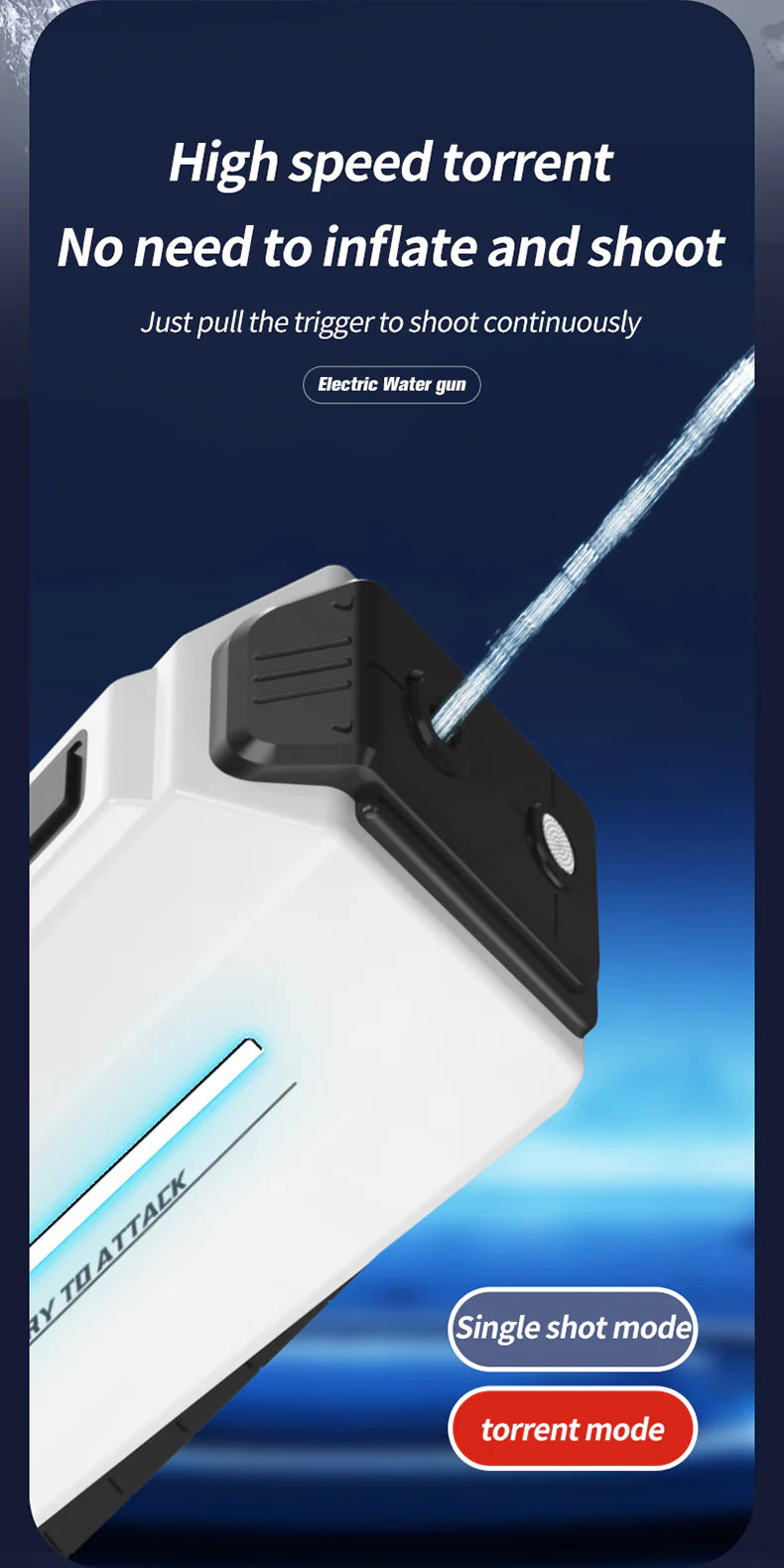 RapidJet Pro – Pistolet à Eau Électrique Futuriste avec Recharge Auto & Effets LED