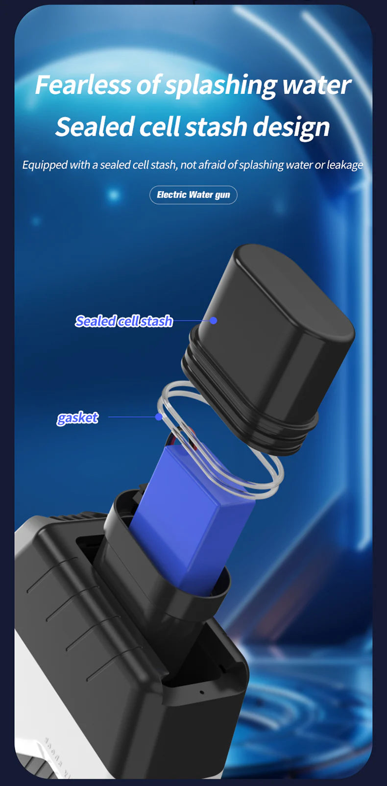 RapidJet Pro – Pistolet à Eau Électrique Futuriste avec Recharge Auto & Effets LED