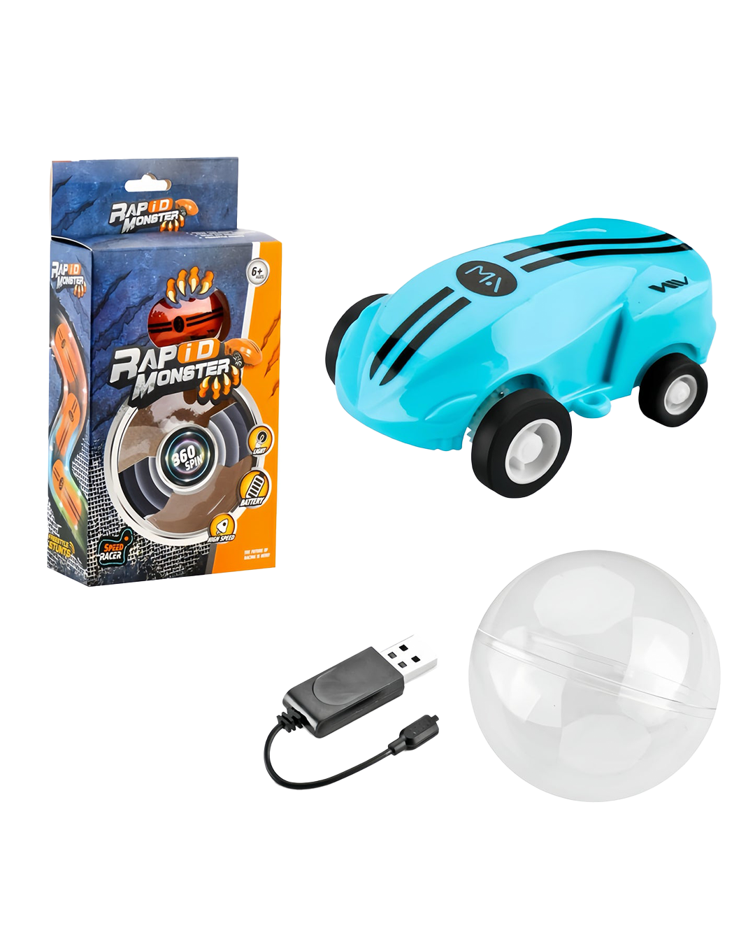 Mini voiture de course LED FlashSpin en rotation dans une sphère transparente